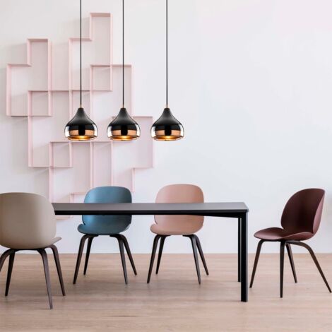 Lámpara colgante de metal negro y cobre con 3 bombillas - YILDO