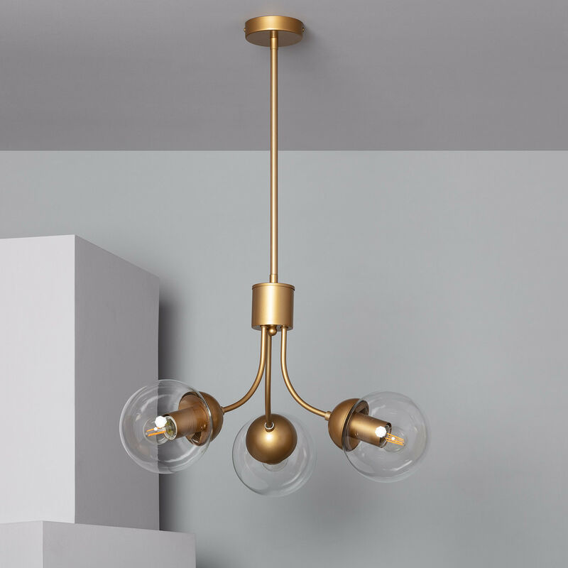 

Lámpara Colgante de Metal y Cristal Tridente Dorado - Dorado