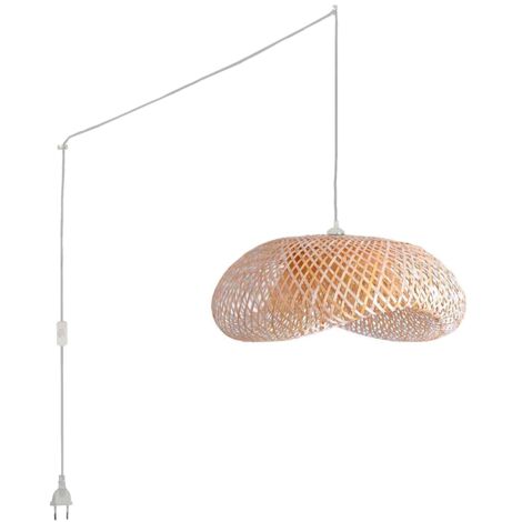 Lampara Colgante De Mimbre "Vimet Lite" Con Interruptor Y - Blanco