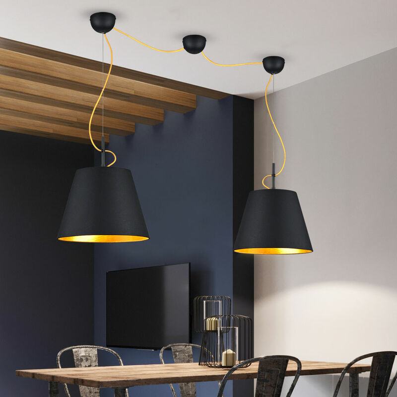 

Lámpara colgante de péndulo de diseño negro dorado, lámpara colgante para dormir, iluminación para comedor