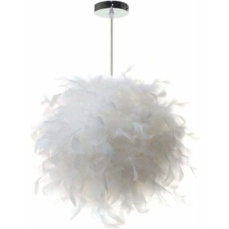 Lámpara colgante de plumas blanca moderna pantalla de lámpara de araña de 30 cm para salas de estar y dormitorios infantiles bombilla no incluida