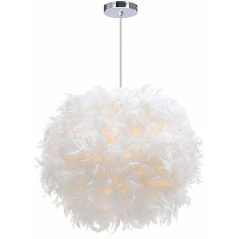 WOTTES Lámpara Colgante de Plumas Colgante Iluminación Moderno Lámpara Dormitorio Blanco para Sala de Estar Dormitorio