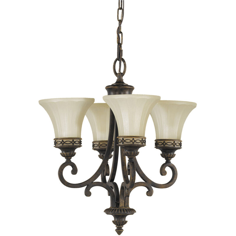 Elstead - Drawing Room Multi Arm Chandelier 4 Light Walnut Finish, E27