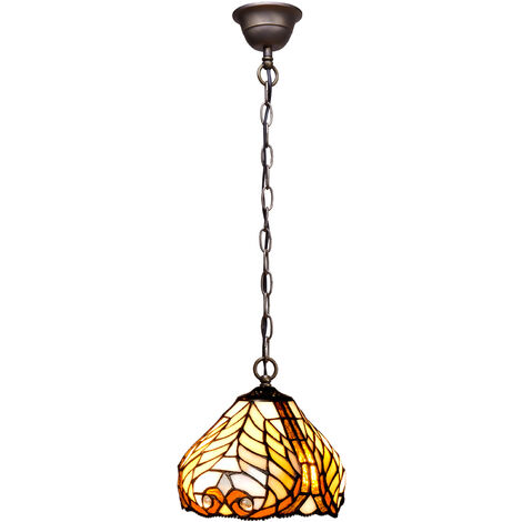 Lámpara Colgante de techo con cadena y pantalla Tiffany diámetro 20cm Serie Dalí 238799