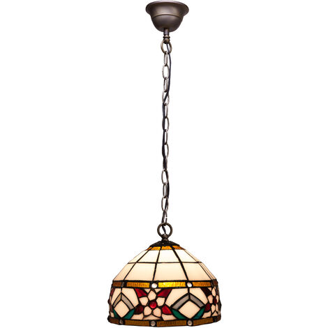 Lámpara Colgante de techo con cadena y pantalla Tiffany diámetro 20cm Serie Museum 286799