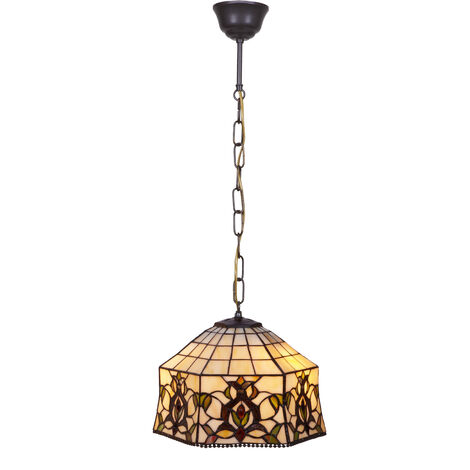 Lámpara Colgante de techo con cadena y pantalla Tiffany Diámetro 30cm Serie Hexa 242499