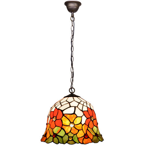 Lámpara Colgante de techo con cadena y pantalla Tiffany diámetro 40cm Serie Bell 282499