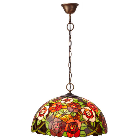 Lámpara Colgante de techo con cadena y pantalla Tiffany diámetro 45cm Serie New York 247199
