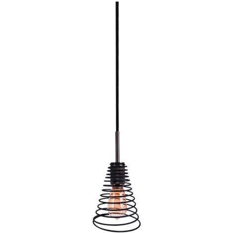 Lámpara Colgante de Techo Cono Muelle Metal Negro