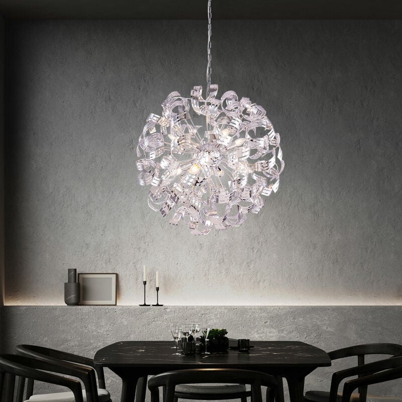 

Lámpara colgante de techo de diseño lámpara colgante de salón lámpara de bola de cromo en un conjunto que incluye iluminante LED