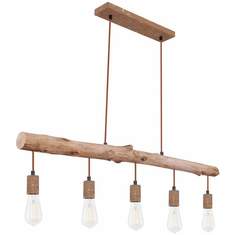 

Lámpara colgante de techo de estilo vintage color óxido sala de estar viga de madera lámpara colgante Globo 15327-5N