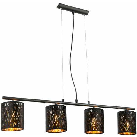 main image of "Lámpara colgante de techo de terciopelo que ilumina la sala de estar perforada en oro negro en un juego que incluye bombillas LED"