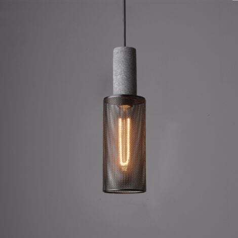 WOTTES Lámpara Colgante de Techo Industrial Retro Iluminación Colgante Diseño Geométrico de Jaula Metal Ø10CM