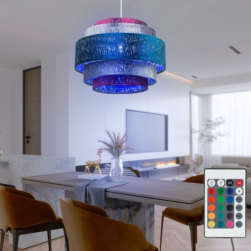 

Lámpara colgante de techo regulable Lámpara colgante de terciopelo CONTROL REMOTO en un juego que incluye bombillas LED RGB