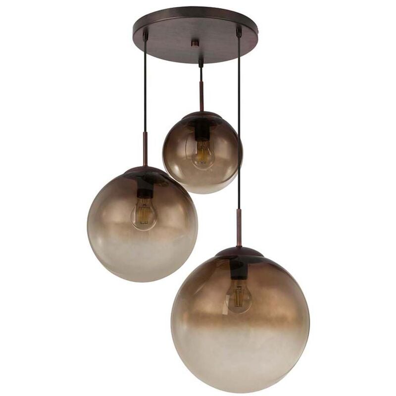 

Lámpara colgante de techo lámpara colgante de sala de estar con bola de vidrio ámbar marrón en un juego que incluye bombillas LED