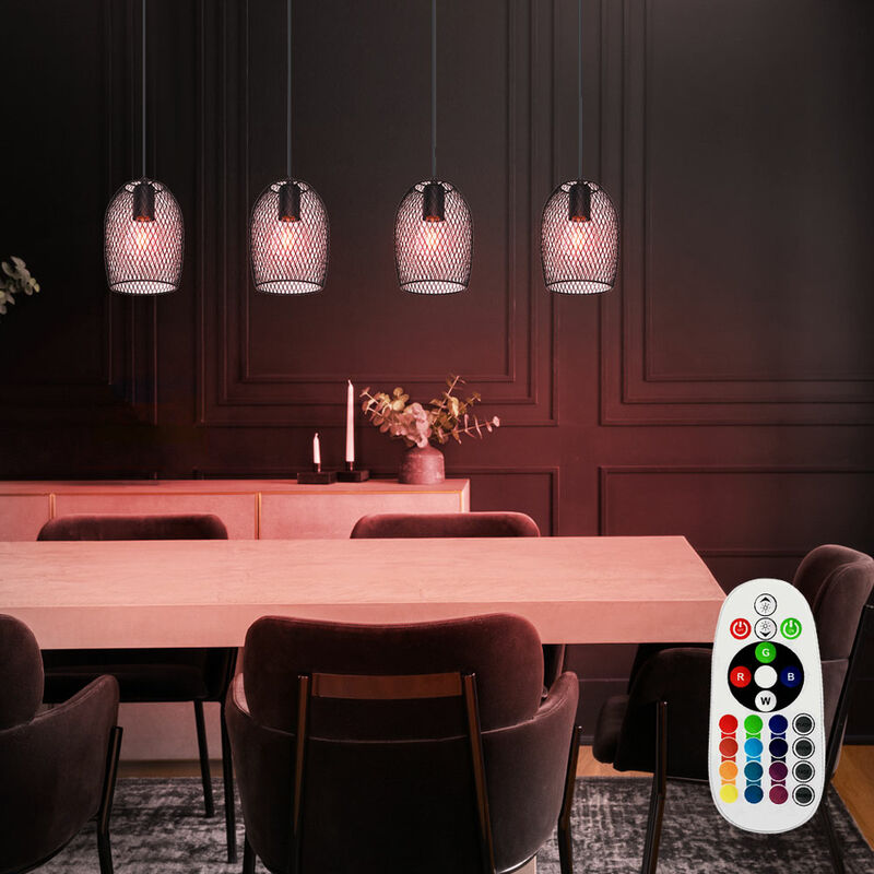 

Foco colgante de techo lámpara trenzada con control remoto lámpara colgante negra regulable en un juego que incluye bombillas LED RGB