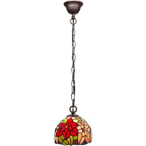 Lámpara Colgante de techo menor diámetro 20cm  con cadena Tiffany Serie Güell 223199