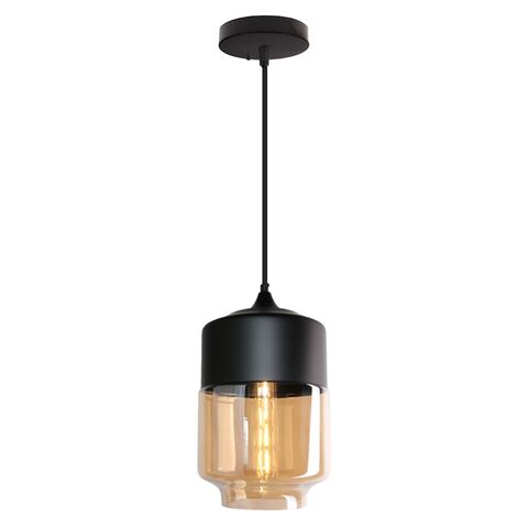 Lámpara Colgante de Techo Retro de Vidrio Colgante Iluminación E27 para Interior Cocina Comedor Negro