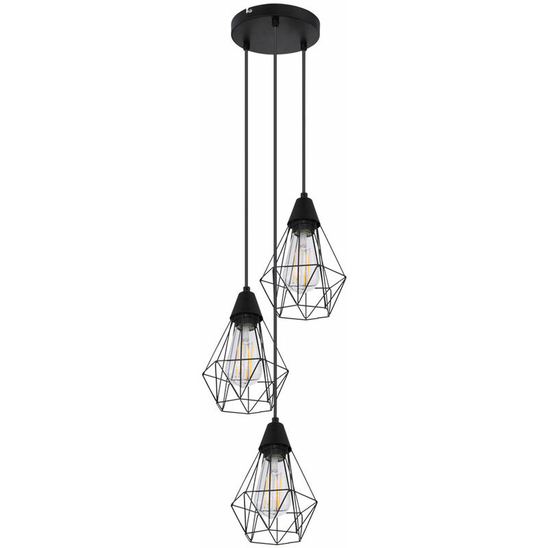

Lámpara colgante de techo retro Negro Sala de estar Comedor Iluminación Jaula Luminaria colgante Globo 15351-3HR