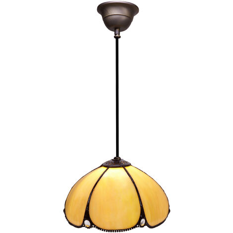 Lámpara Colgante de techo Tiffany menor con cable negro diámetro 20cm Serie Virginia 212800