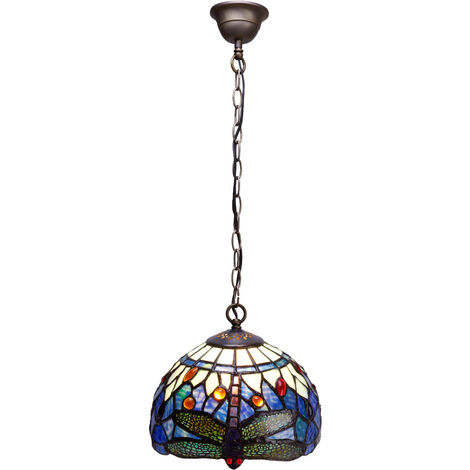 Lámpara Colgante de techo Tiffany menor con cadena diámetro 20cm Serie Belle Epoque 199699