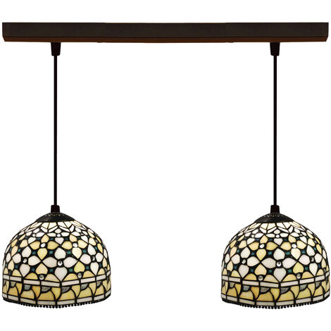 Lámpara Colgante de techo Tiffany regleta Serie Queen D-20cm x2 213902