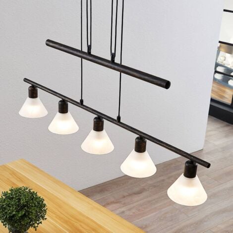 Lámpara colgante Delira 5 luces, negro, regulable