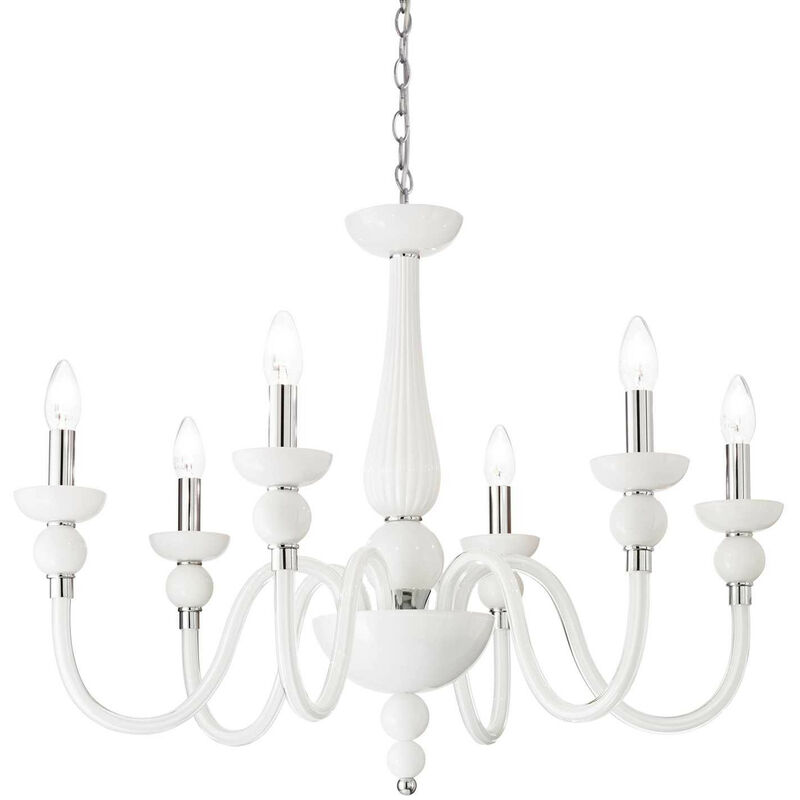 

Ideal Lux Doge - Lámpara de araña de 6 luces, acabado blanco, E14