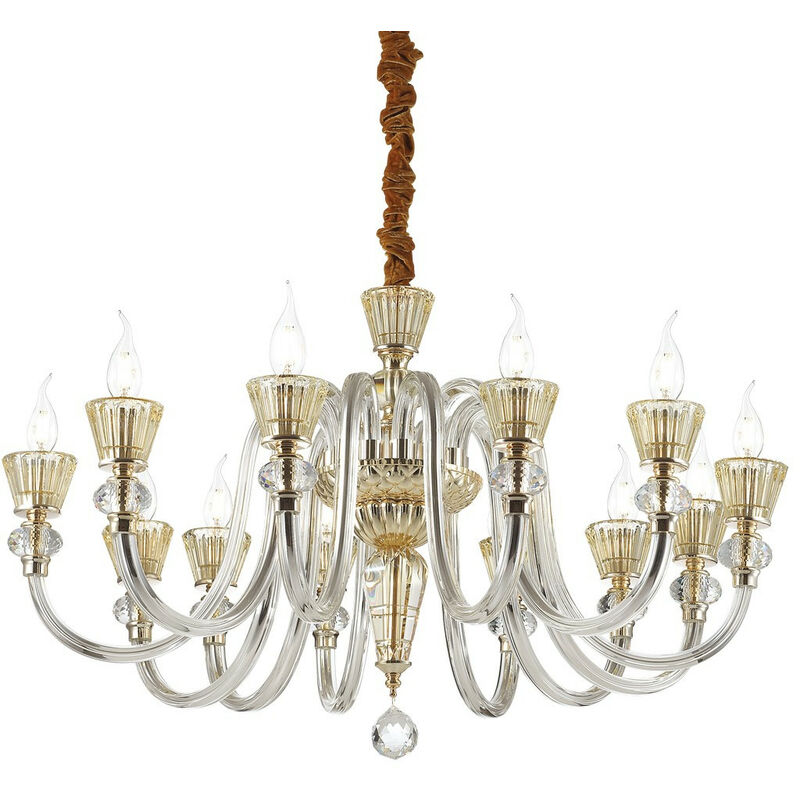 

Ideal Lux Strauss - Lámpara de araña de 12 luces, acabado en oro rosa, E14