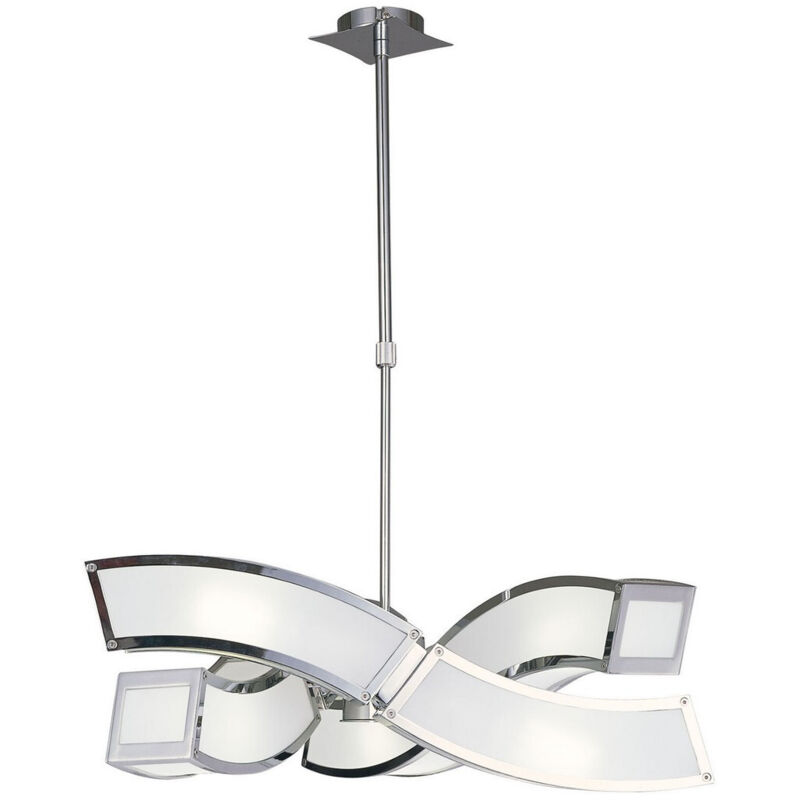 Inspired Mantra Fusion Duna GU10 Duna GU10 Colgante 3 Brazos 6 Luces L1/SGU10, Cromo Pulido/Acrílico Blanco, Lámparas CFL INCLUIDAS