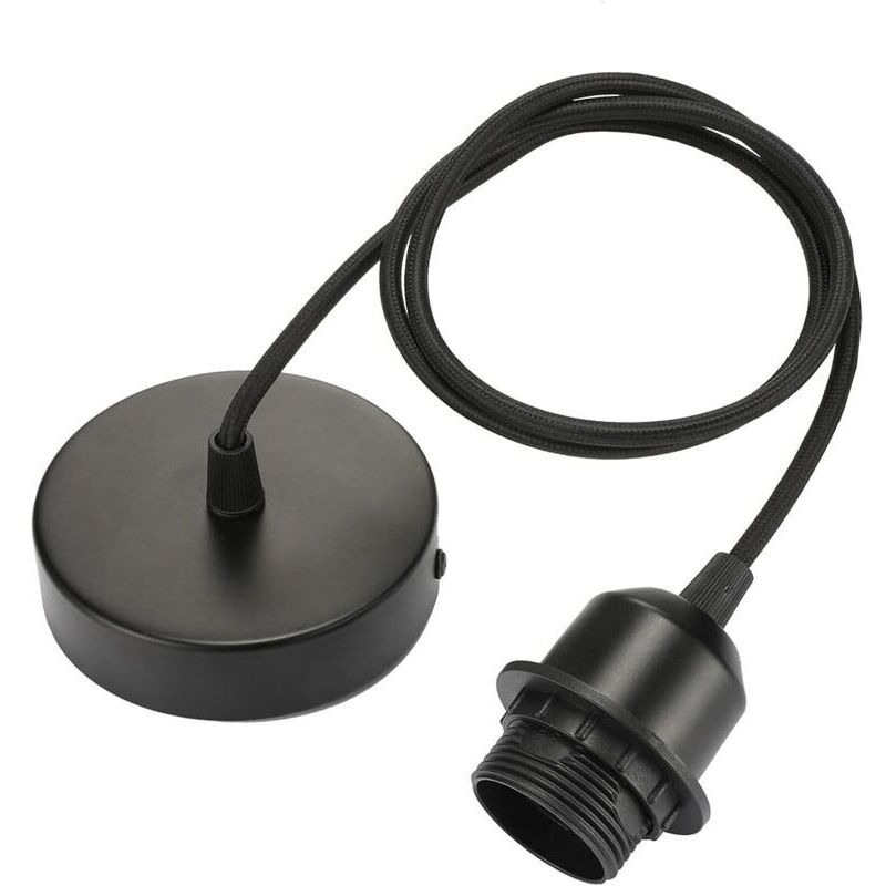 Lámpara colgante E27 con aro roscado, cable de tela regulable de 100cm, compatible con pantallas, casquillo ideal para iluminación colgante de