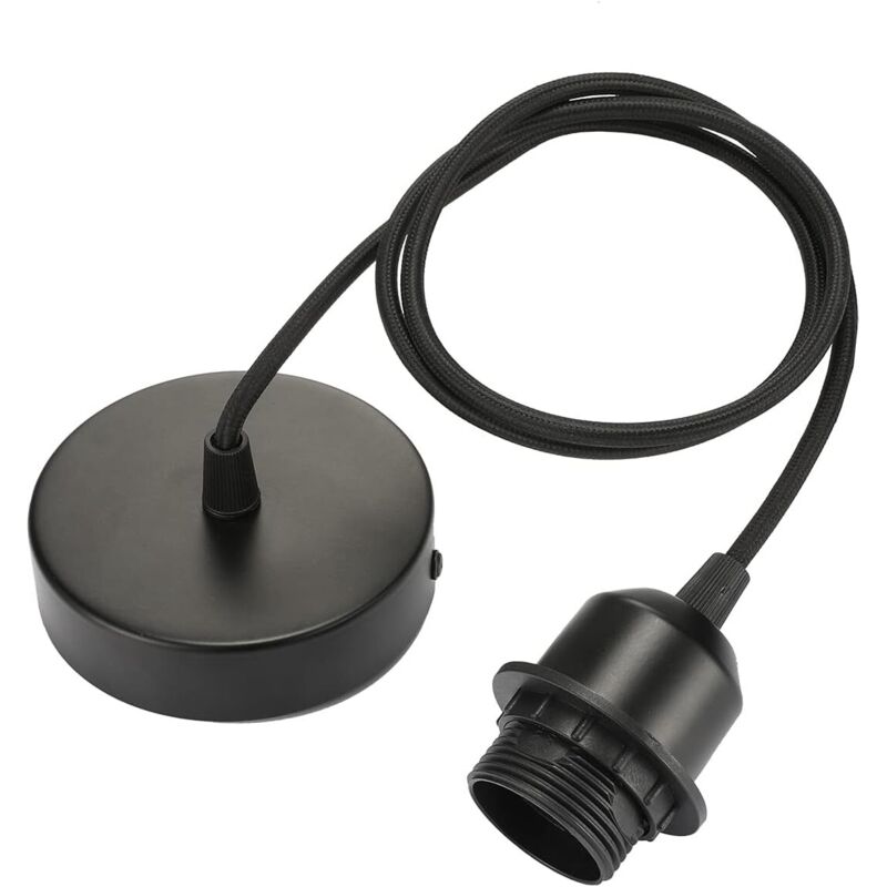 Jalleria - Lámpara colgante E27 con aro roscado, cable de tela regulable de 100cm, lámpara colgante compatible con pantalla, casquillo ideal para