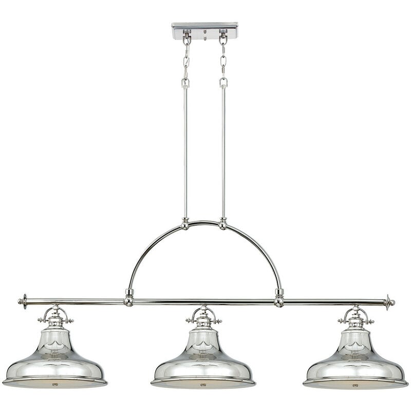 

Elstead Emery - Lámpara de araña de barra colgante de 3 luces Plata clara, E27