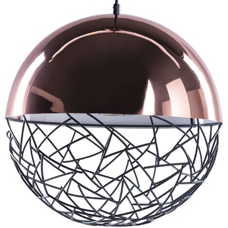 Lámpara colgante en forma de globo de 1 luz cobriza marco moderno