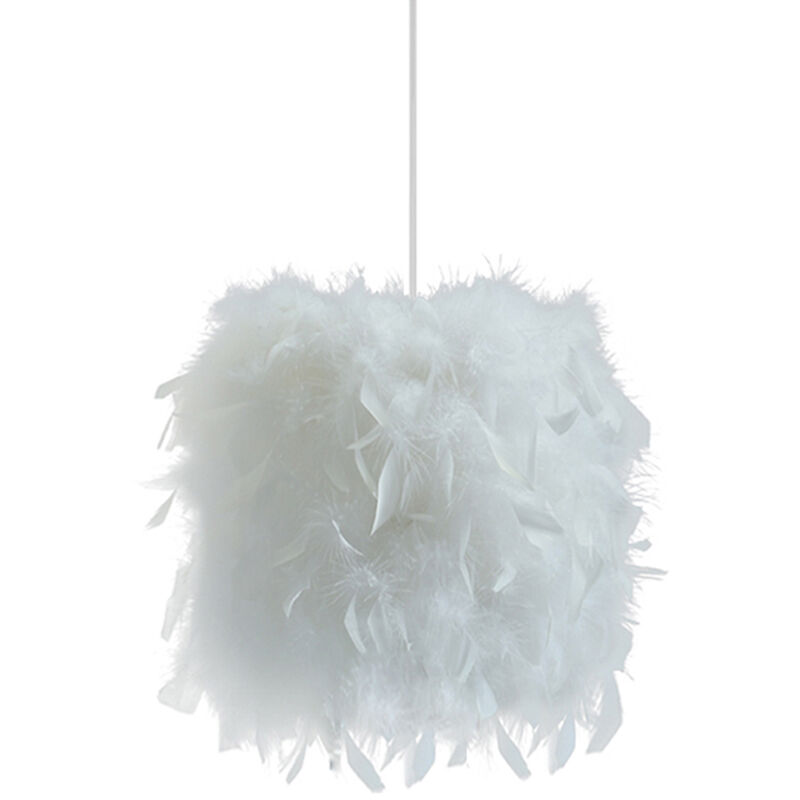 Axhup - Lámpara Colgante en Plumas 22cm led E27 Moderno Candelabro para Habitación de los Niños Blanco