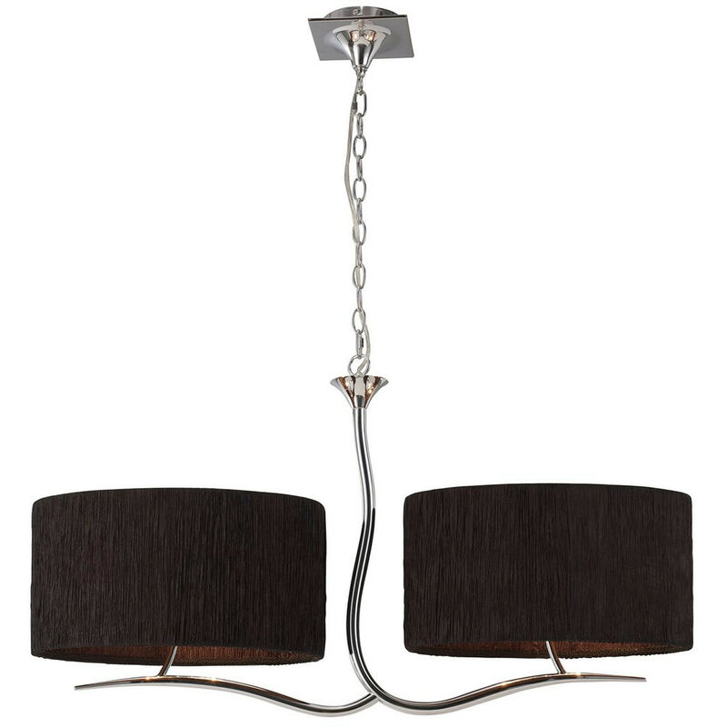 Inspired Mantra Eve Suspensión Lineal 2 Brazos 4 Luces E27, Cromo Pulido Pantallas Ovaladas Negras