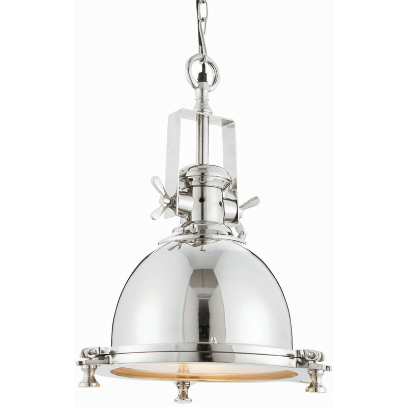 

Fenton - Colgante Placa de Níquel Brillante y Vidrio Arenado 1 Luz Regulable IP20 - E27 - Endon Lighting