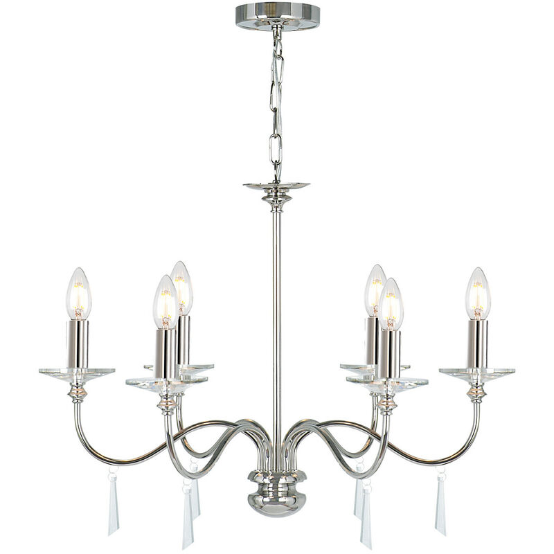 

Elstead Finsbury Park - Araña de luces con brazos múltiples, 6 luces, acabado en níquel pulido, pantallas no incluidas, E14