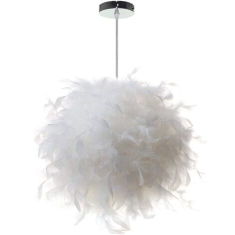 Lámpara Colgante Forma de Pluma, Diseño Moderno Blanco, 30 cm para Salón y Habitación Infantil, Sin Bombilla - AUTRES