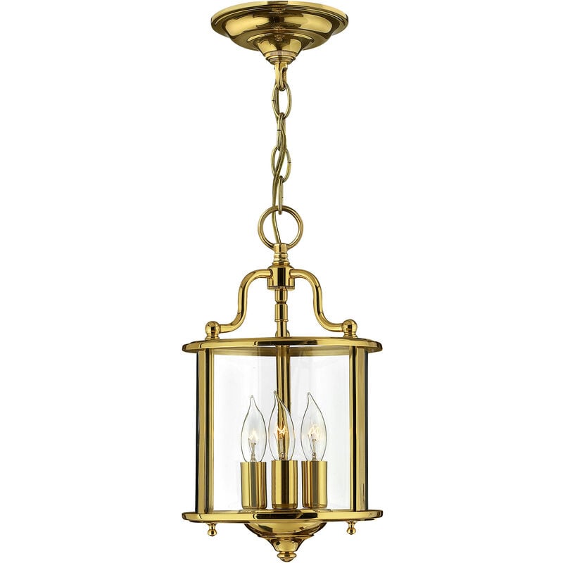 

Gentry - Lámpara colgante de techo pequeña, 3 luces, latón pulido, E14 - Elstead