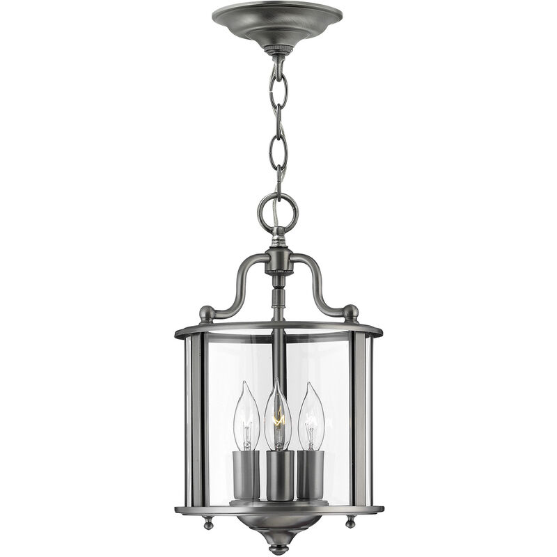 

Gentry - Lámpara colgante de techo pequeña, 3 luces, peltre, E14 - Elstead