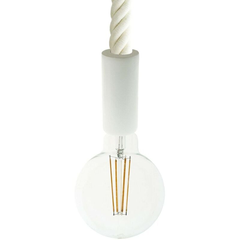 

Lámpara colgante hecha en Italia con cable náutico 3XL 30 mm con acabados de madera barnizada | Sin bombilla - Blanco - Blanco