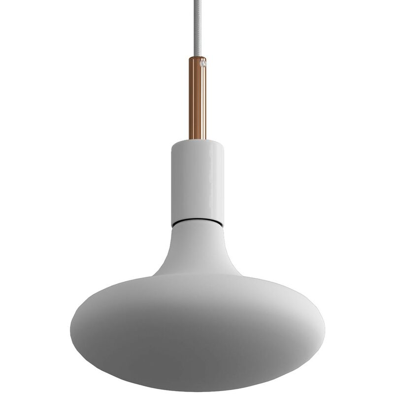 

Creative Cables - Lámpara colgante hecha en Italia con cable textil, detalles metálicos y una abrazadera de cable de 7cm | Sin bombilla - Blanco