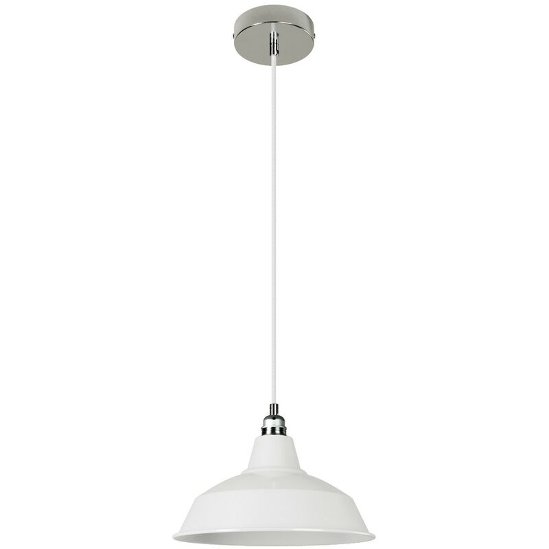 

Creative Cables - Lámpara colgante hecha en Italia con cable textil, pantalla Bistrot y acabados metálicos | Con bombilla - Blanco - Blanco