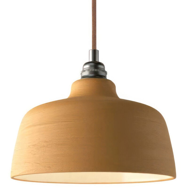 

Creative Cables - Lámpara colgante hecha en Italia con cable textil, pantalla Copa de cerámica y detalles metálicos | Sin bombilla - Terracota rayado