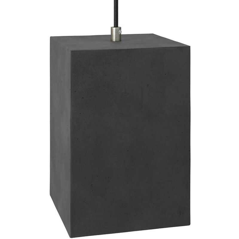 

Lámpara colgante hecha en Italia con cable textil, pantalla Cubo en acabados de cemento y metal | Sin bombilla - Cemento oscuro - Cemento oscuro