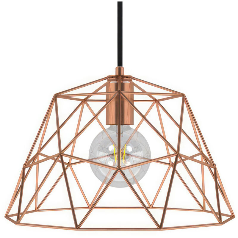 

Lámpara colgante hecha en Italia con cable textil, pantalla Dome y detalles metálicos | Con bombilla - Cobre - Cobre