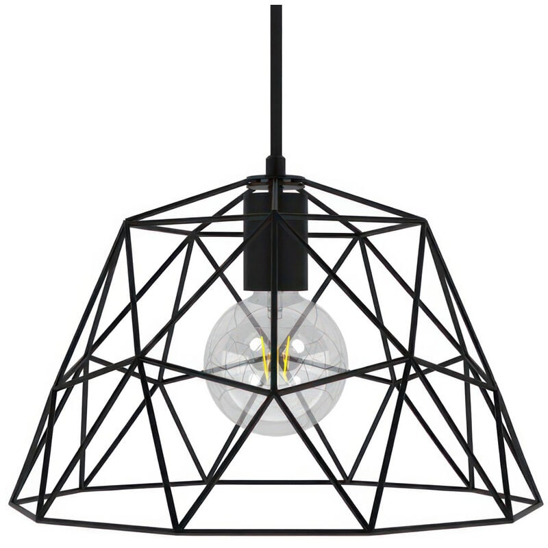 

Lámpara colgante hecha en Italia con cable textil, pantalla Dome y detalles metálicos | Sin bombilla - Negro - Negro