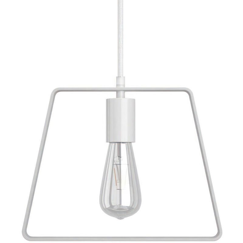

Lámpara colgante hecha en Italia con cable textil, pantalla Duedi Base y acabados en metal | Sin bombilla - Blanco - Blanco