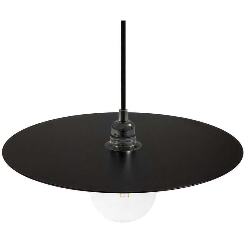

Lámpara colgante hecha en Italia con cable textil, pantalla oversize Ellepi y detalles en metal | Sin bombilla - Negro - Negro